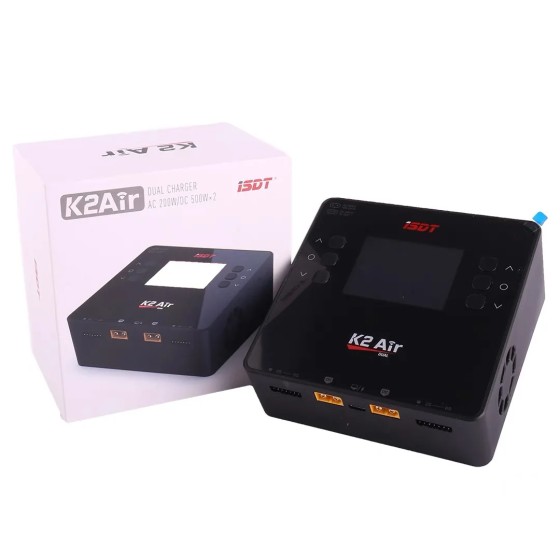 Hot Sales ISDT K2Air Intelligent Charger Dual-Mode Dual-Channel DC500W*2 UBS Interface Airplane Lithium-Ion Battery